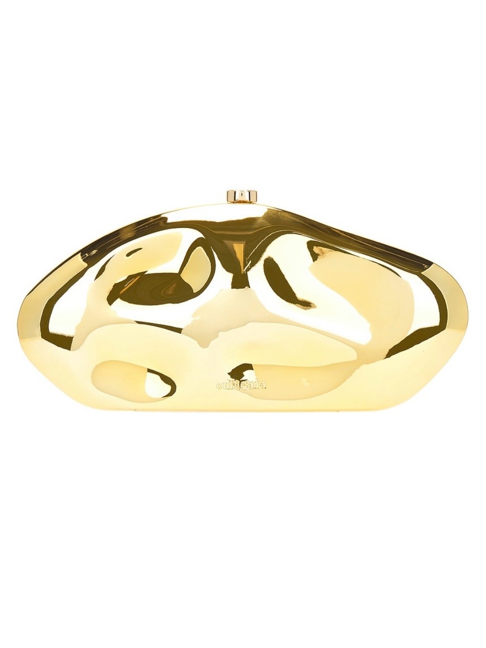 New in box Cult Gaia Scrunch clutch gold